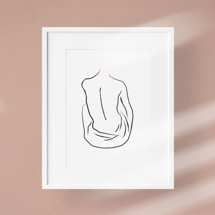 En la lámina female body 3 se puede ver la silueta de una mujer desnuda de espaldas