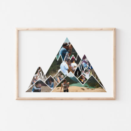 La lámina mountain es una lámina con la silueta de una montaña personalizada con fotos