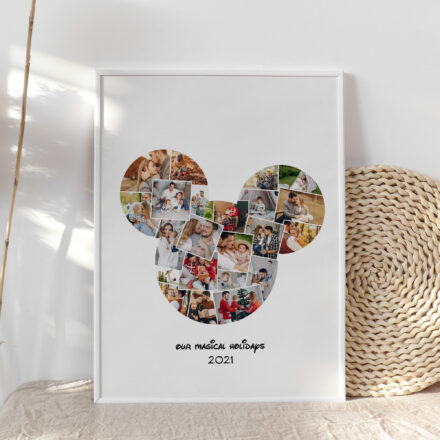 Lámina personalizada con fotos con la silueta de mickey. Regalo de disney para adultos personalizado.